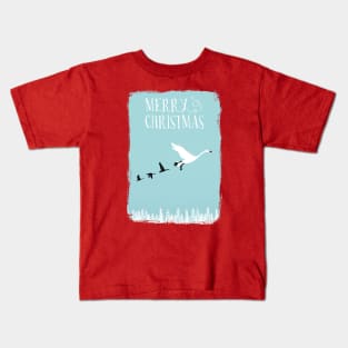White Christmas Geese Kids T-Shirt